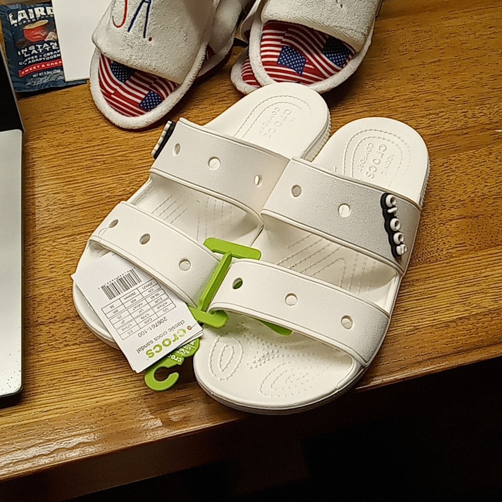 White classic crocs sandal slides - Picture 2 of 5